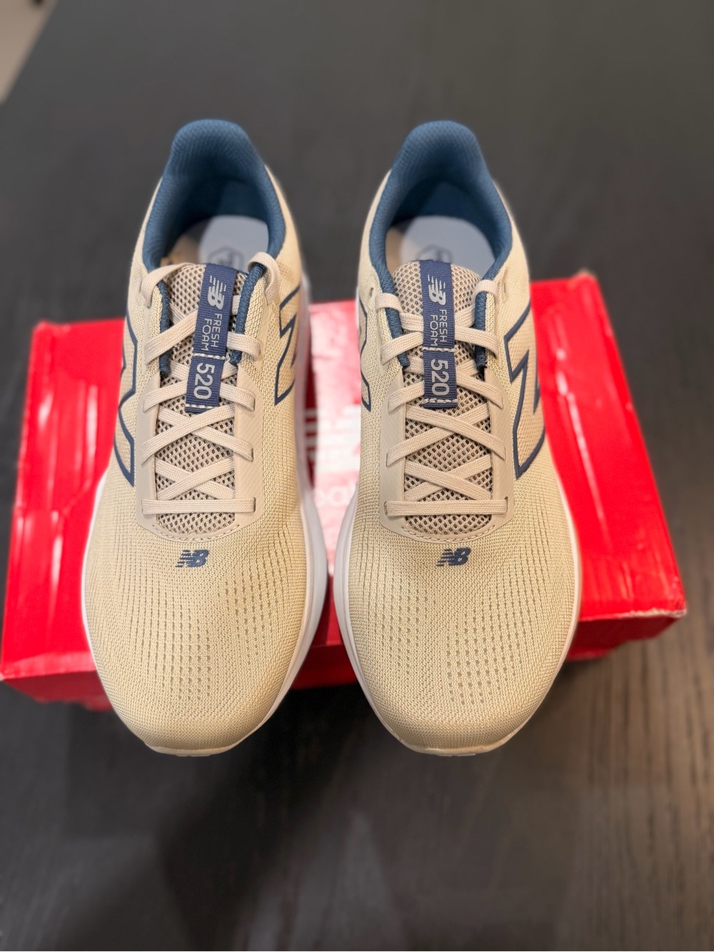 New Balance Men's 520 Beige and Navy Athletic Sneakers